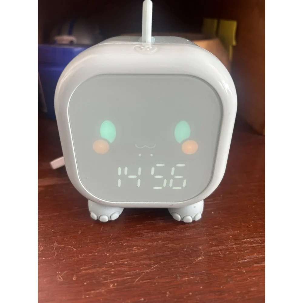 Cute Dinosaur Kids Alarm Clock Sleep‎ Trainer Night Light Voice Activated Green